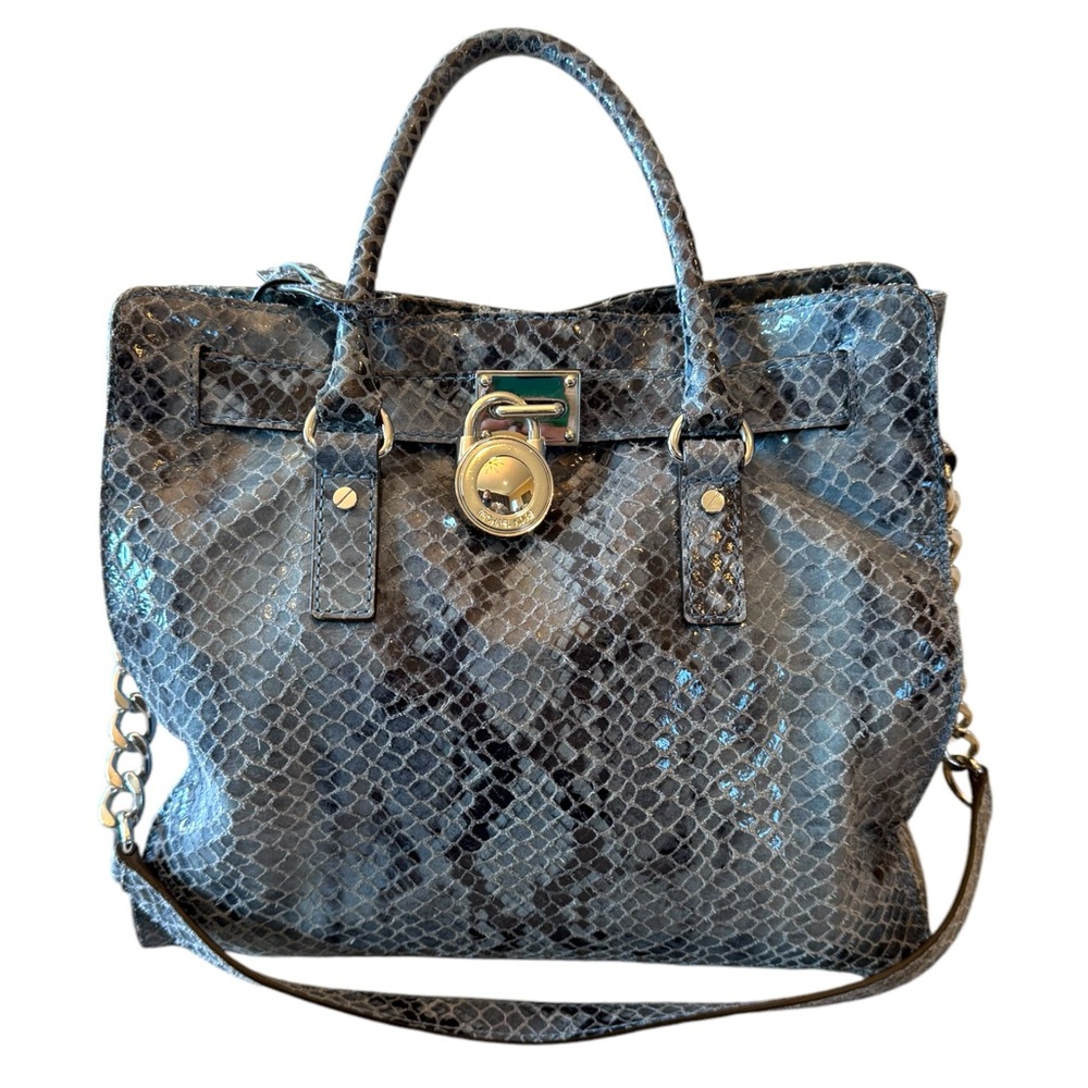 Michael’s Kors Blue Snakeskin Hamilton Bag - Picture 3 of 11